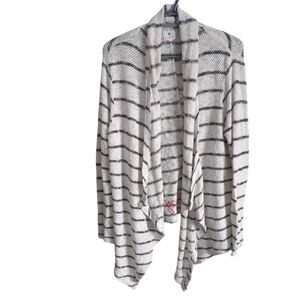 SUNDRY "Love Always" White Striped Lightweight Waterfall Cardi Size 2 (US M)